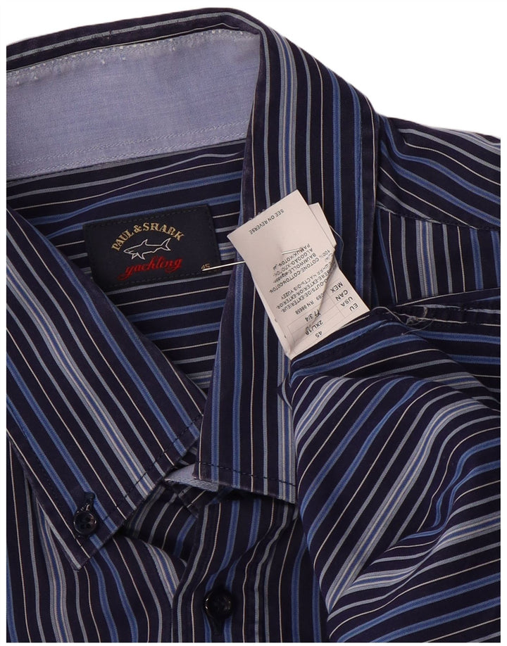 Camicia da uomo PAUL & SHARK taglia 45 XL cotone a righe blu navy