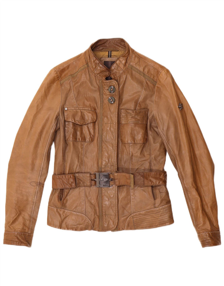 Giacca da corsa in pelle da donna Dekker UK 10 piccola in pelle marrone