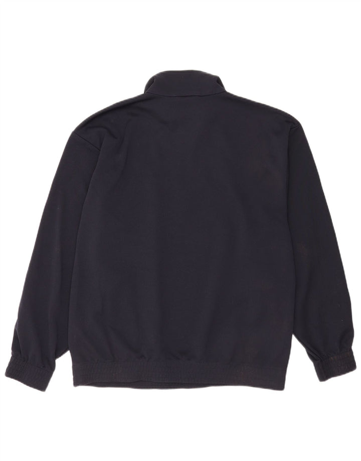 Felpa da uomo con collo con zip Lotto, maglione medio, blu navy, in poliestere