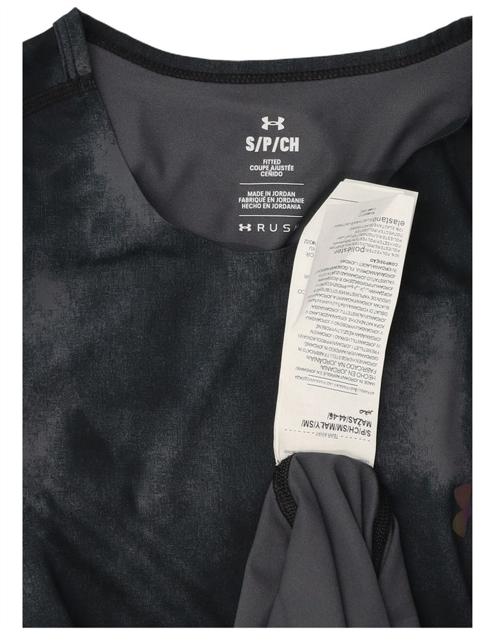 Maglietta aderente da uomo Under Armour, piccola, in poliestere nero tie-dye