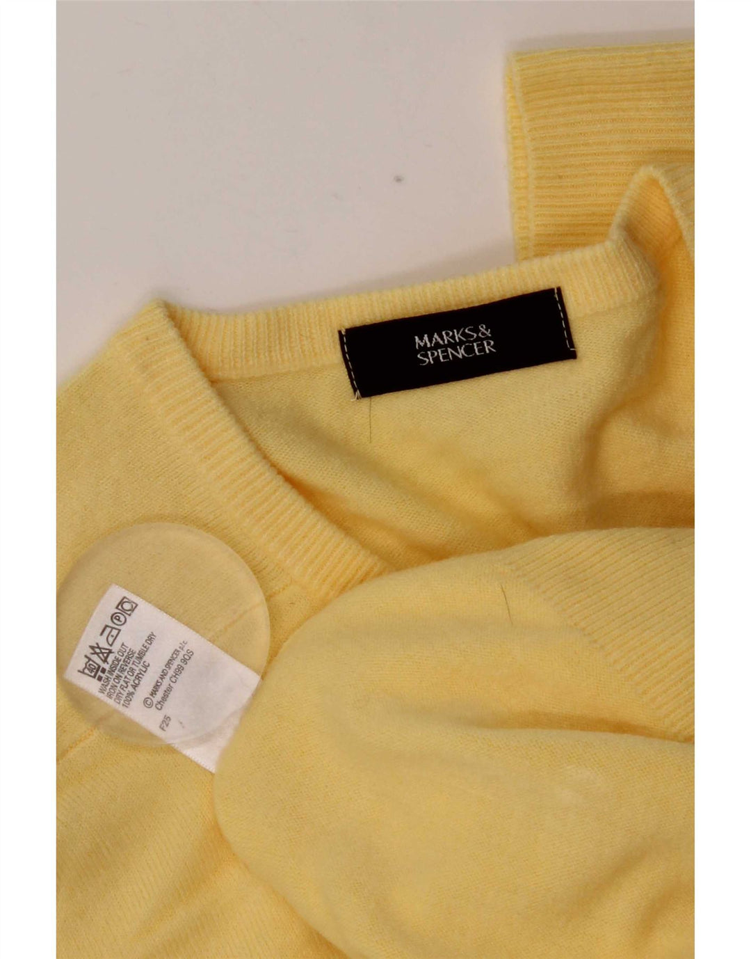 Maglione da uomo con scollo a V Marks & Spencer, acrilico giallo medio