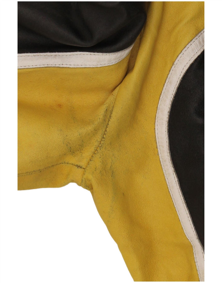 Giacca da pilota in pelle da uomo VINTAGE IT 48 Pelle color block media nera