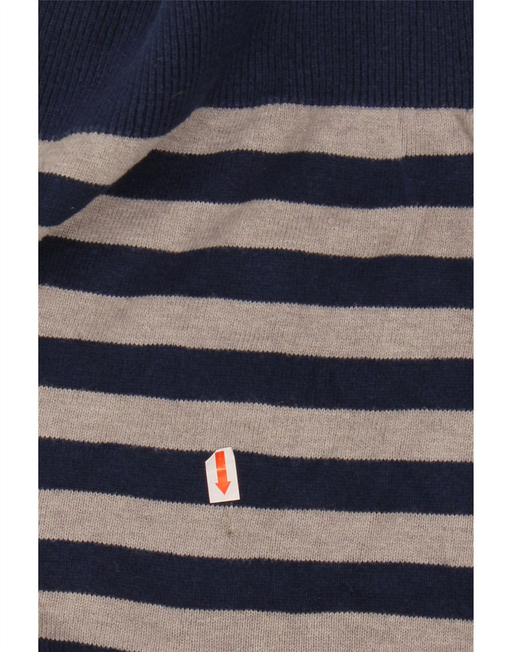 Maglione maglione da uomo con scollo a V ADIDAS piccolo in cotone a righe blu navy