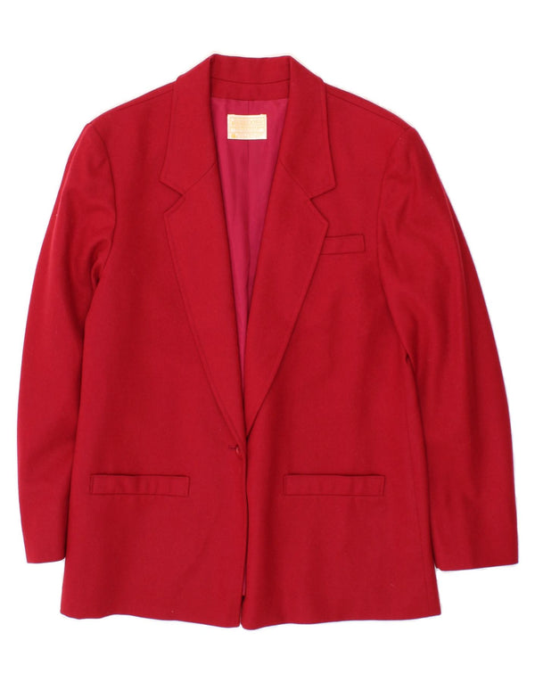 PENDLETON Womens 1 Button Blazer Jacket US 12 Large Red Virgin Wool