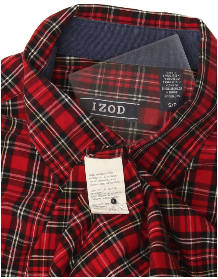 Camicia da uomo IZOD piccola in cotone a quadri rossi