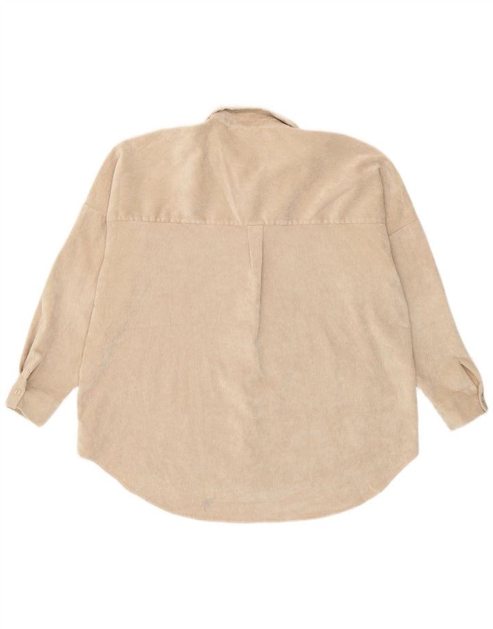 Camicia in velluto a coste oversize da donna Zara UK 16 Large Beige