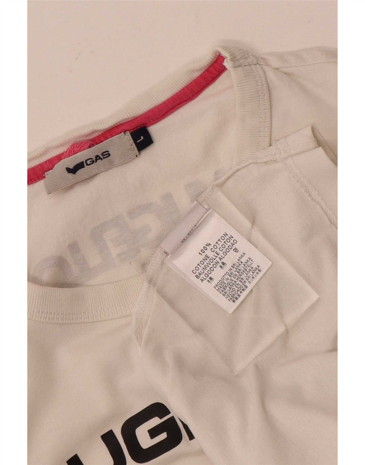 T-shirt grafica da uomo Gas Top grande in cotone bianco