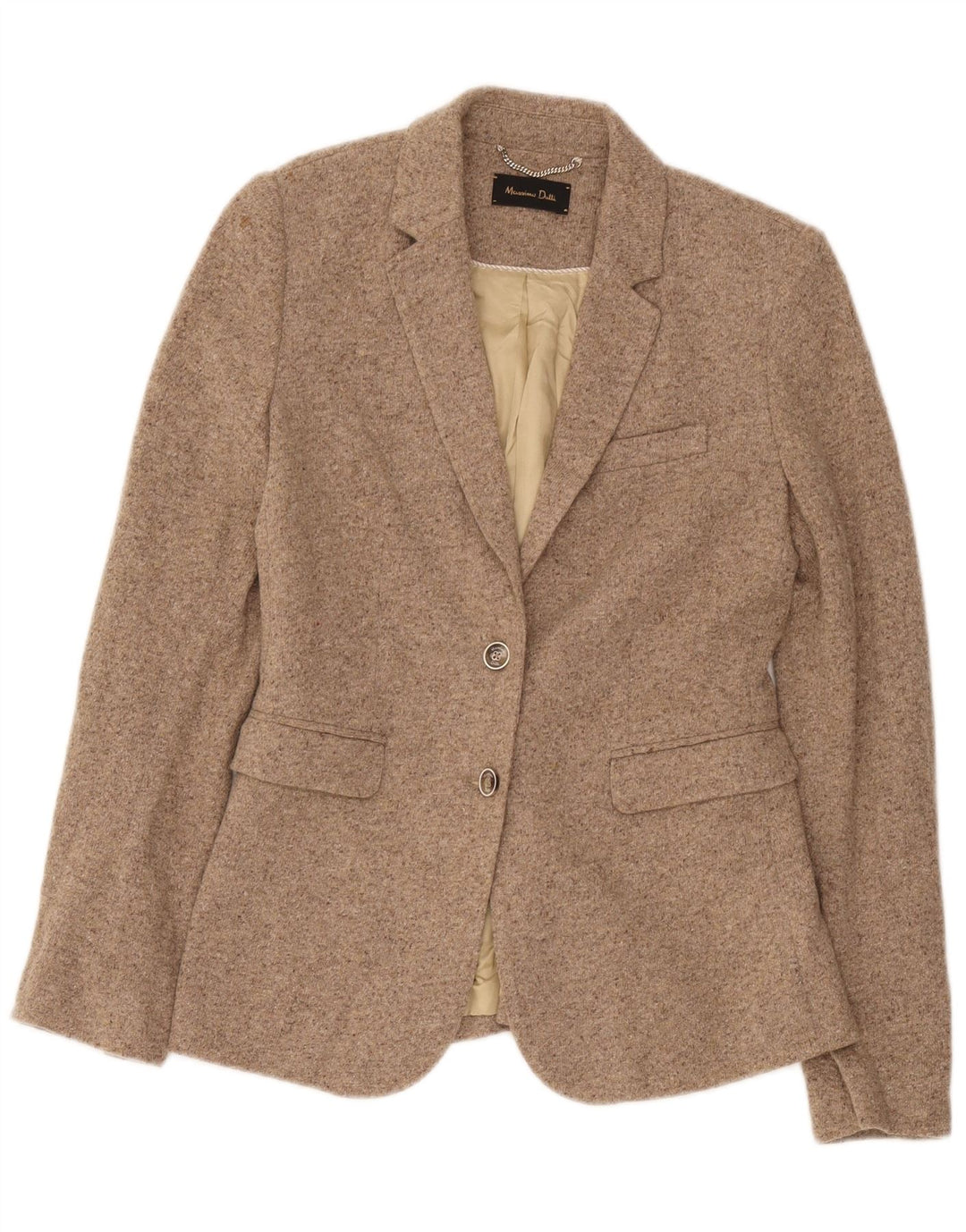 Giacca blazer da donna a 2 bottoni Massimo Dutti EU 38 piccola lana screziata beige