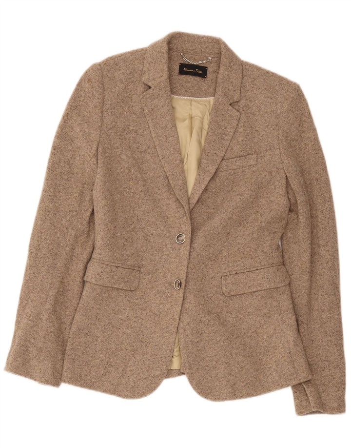 Giacca blazer da donna a 2 bottoni Massimo Dutti EU 38 piccola lana screziata beige