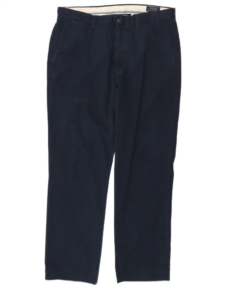 Pantaloni chino dritti da uomo Polo Ralph Lauren W35 L30 cotone blu navy