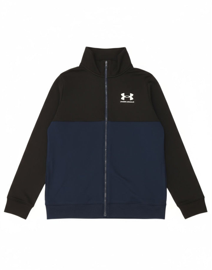 UNDER ARMOUR Boys Tracksuit Top Jacket 9-10 Years Medium Navy Blue Sports