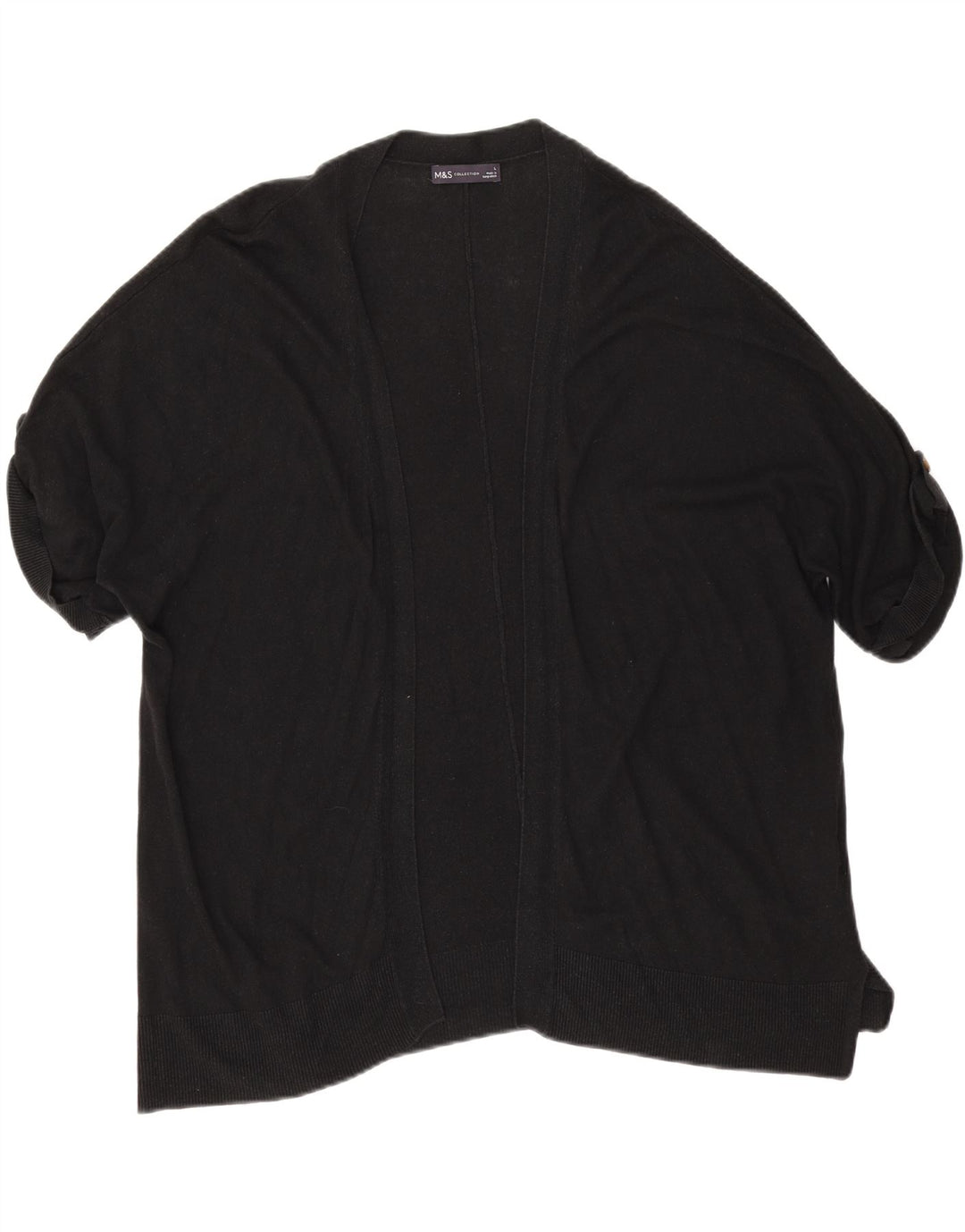 Top cardigan aperto a maniche corte da donna Marks & Spencer UK 16 grande nero