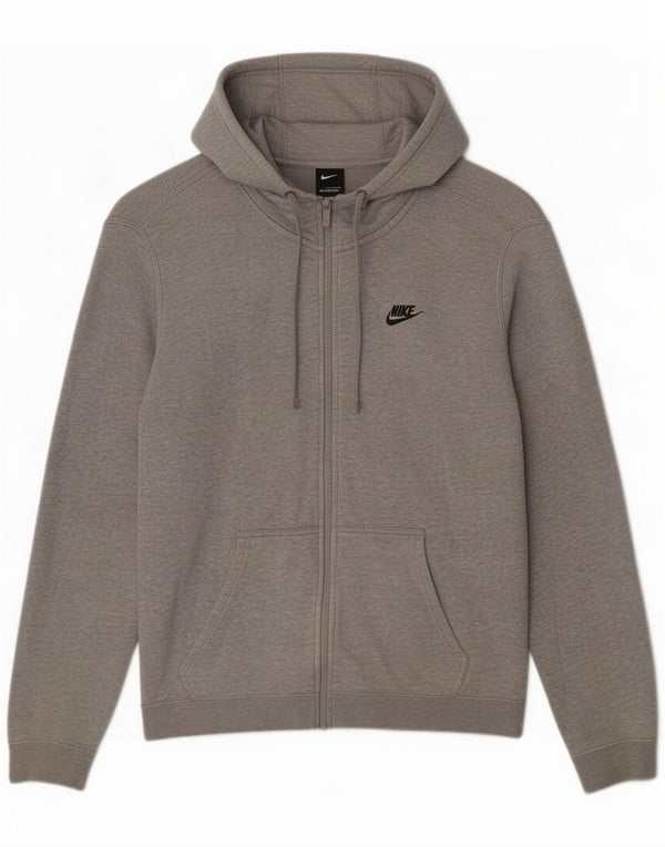 Maglione con cappuccio e zip da uomo Nike in cotone grigio medio