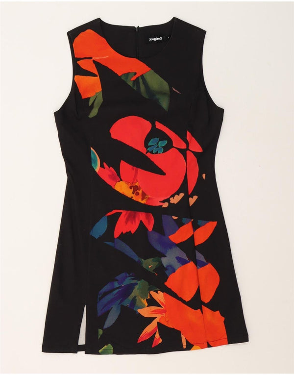 Desigual Abito tubino senza maniche da donna UK 14 Grande nero floreale