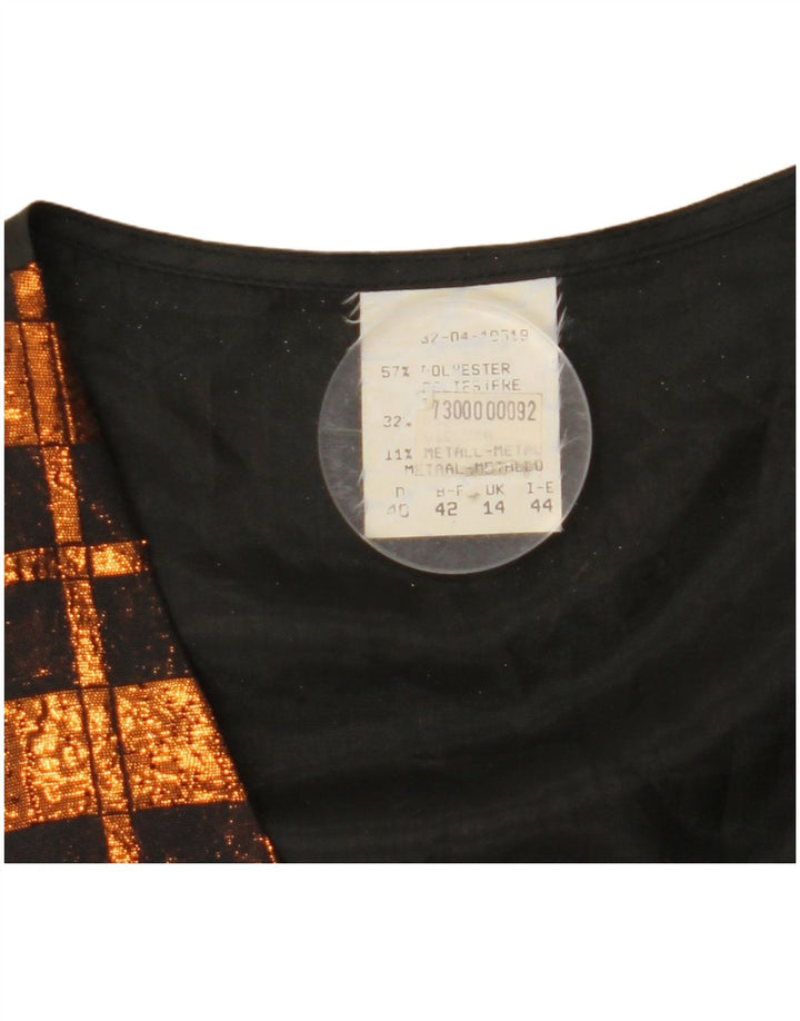 Gilet da donna VINTAGE UK 14 Poliestere a quadri marrone medio