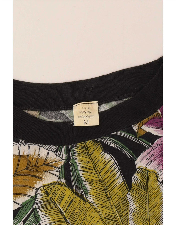 T-shirt vintage da uomo Top in rayon floreale multicolore medio