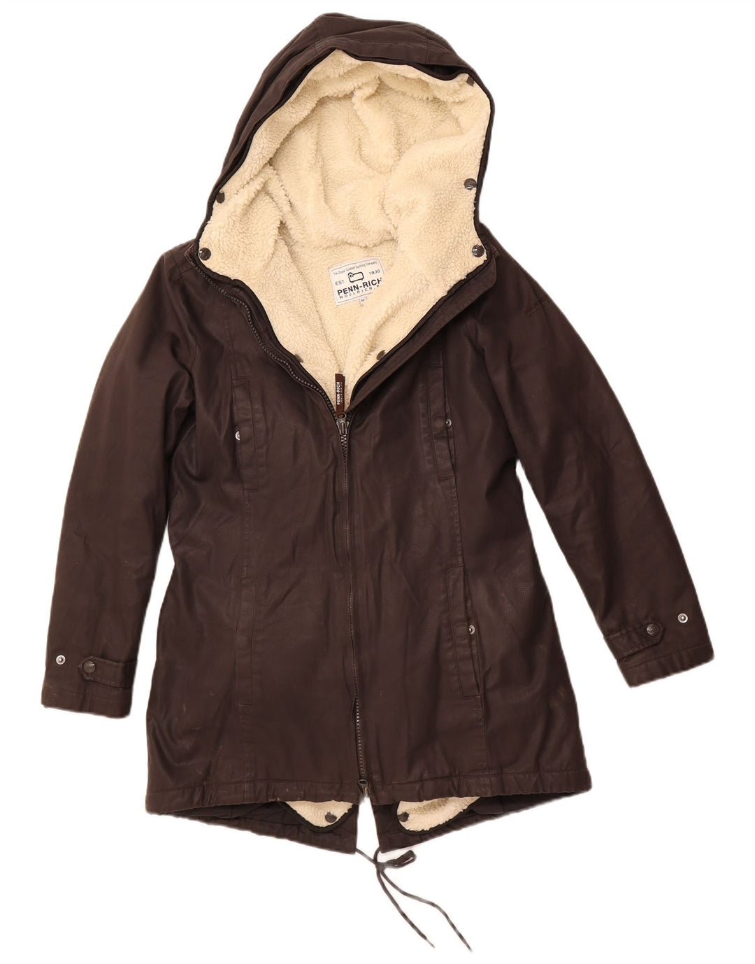 Giacca parka con cappuccio da donna WOOLRICH UK 14 Poliestere marrone medio