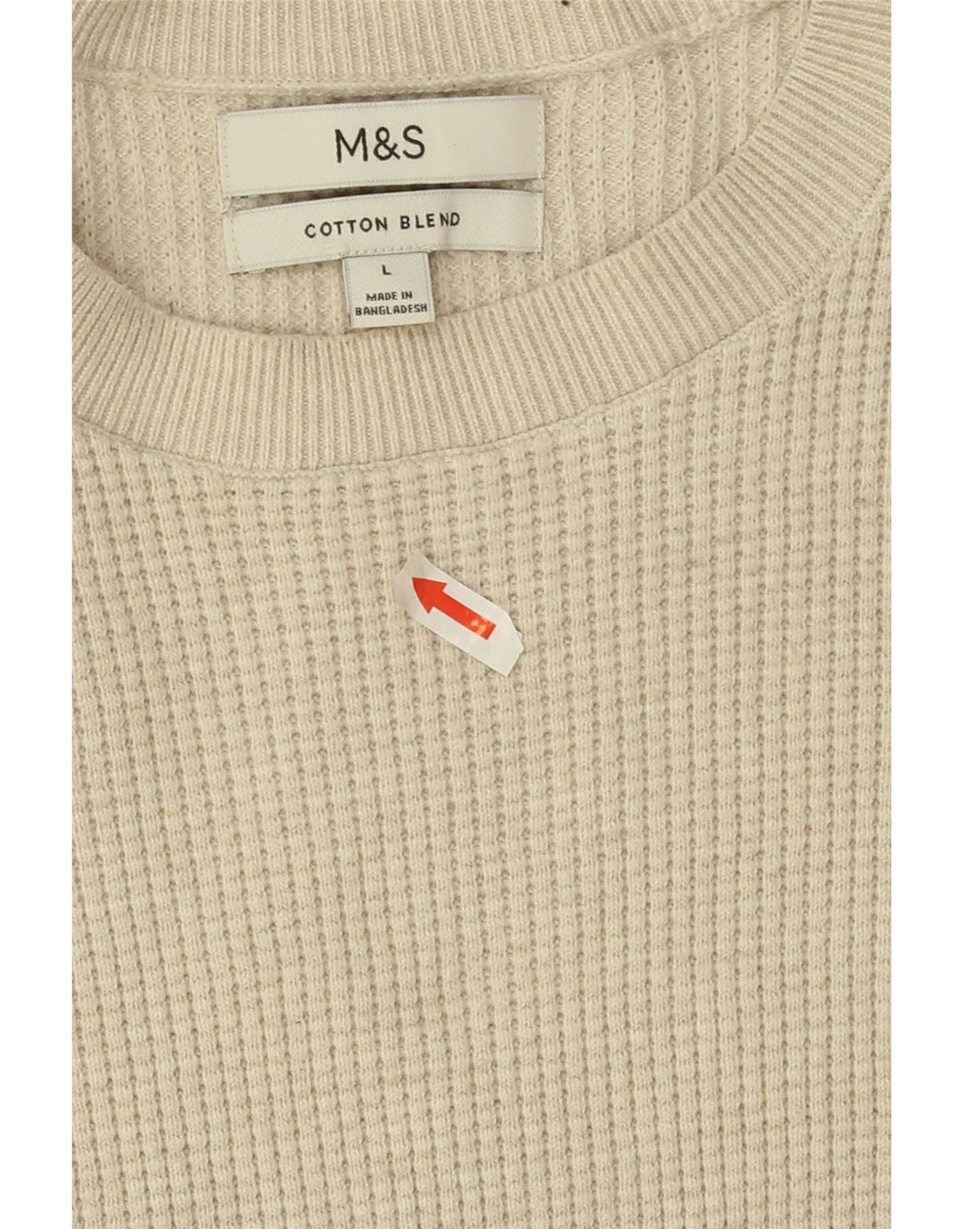 Maglione maglione girocollo da uomo Marks & Spencer grande poliestere beige