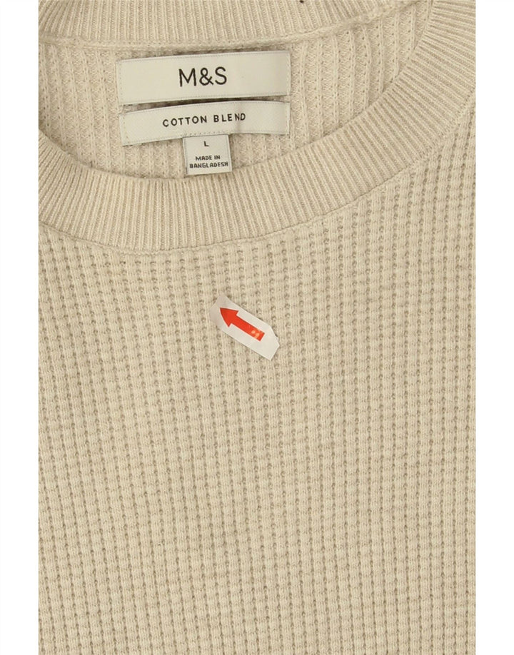 Maglione maglione girocollo da uomo Marks & Spencer grande poliestere beige