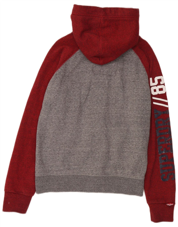 Maglione con cappuccio e zip grafica da uomo Superdry in cotone color block grigio medio