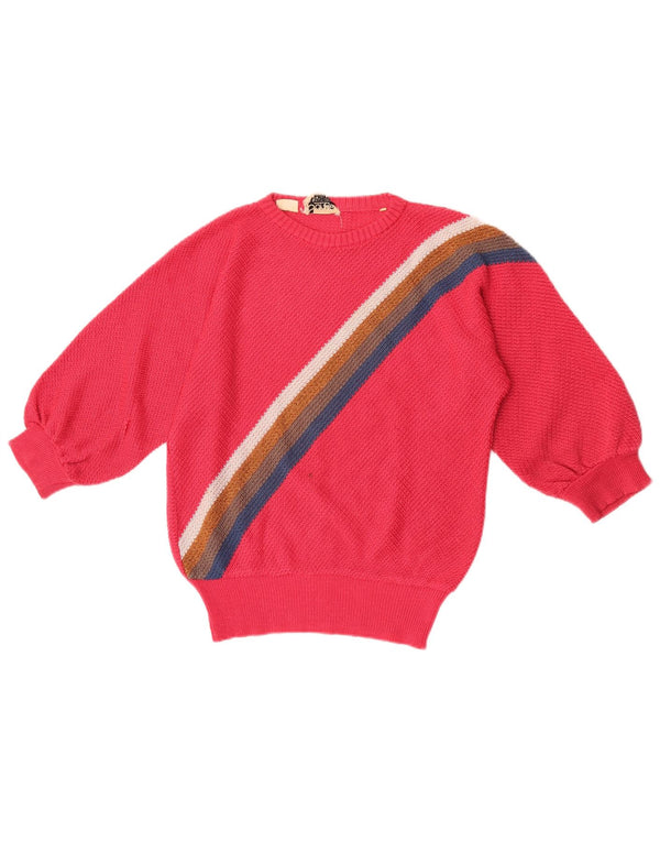 Maglione maglione girocollo oversize da donna Sonya UK 10 Small Pink Striped