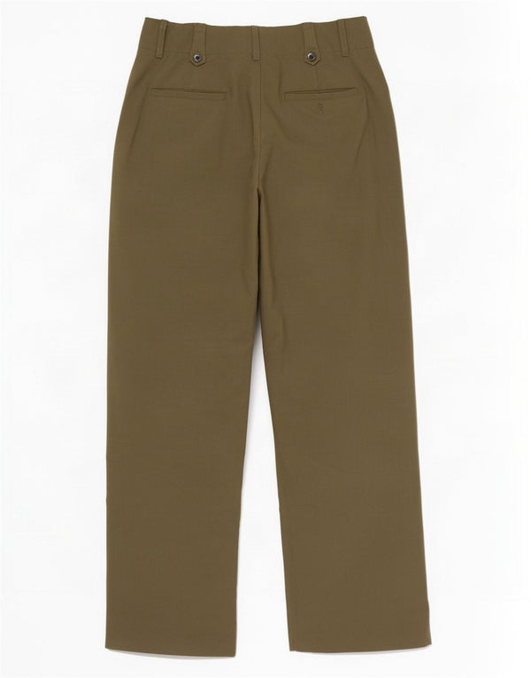 Pantaloni chino a gamba larga a vita alta da donna Zara XS W24 L28 poliestere kaki