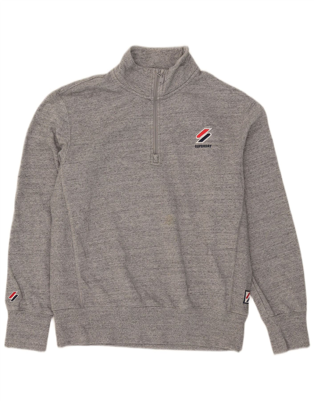Felpa da uomo con collo con zip Superdry, maglione grande, cotone grigio