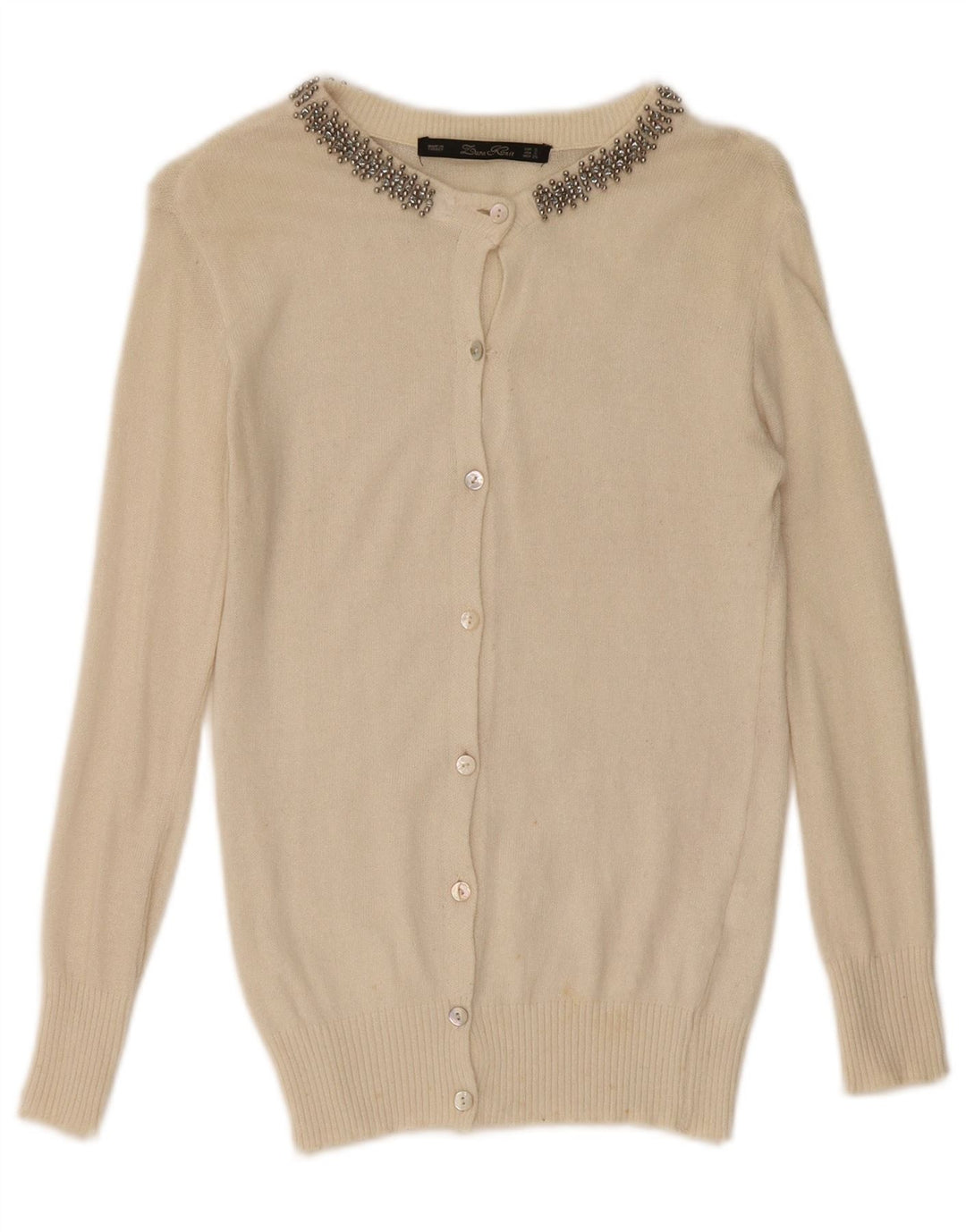 ZARA Womens Cardigan Sweater UK 8 Small Beige