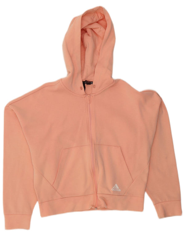 Maglione con cappuccio e zip oversize corto da donna ADIDAS UK 4/6 XS cotone rosa