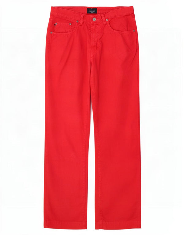 Pantaloni Casual Dritti Uomo Trussardi W32 L32 Cotone Rosso