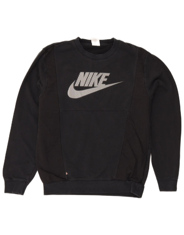 Felpa con grafica Nike da uomo, piccola, in cotone color block nero