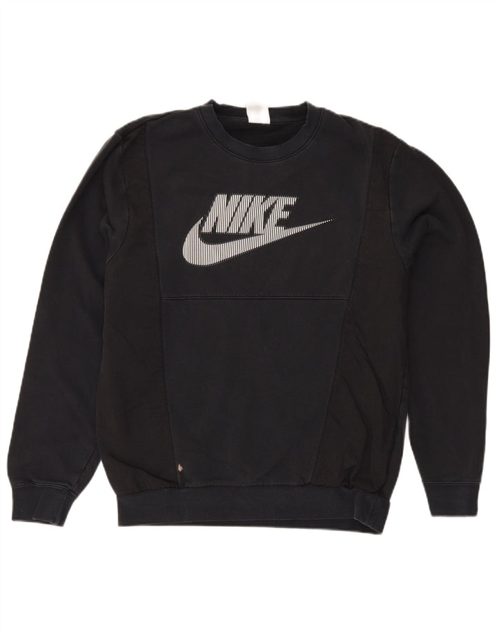 Felpa con grafica Nike da uomo, piccola, in cotone color block nero