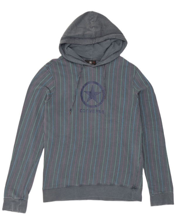 Converse Mens Graphic Hoodie Jumper XL Grey Striped Cotton
