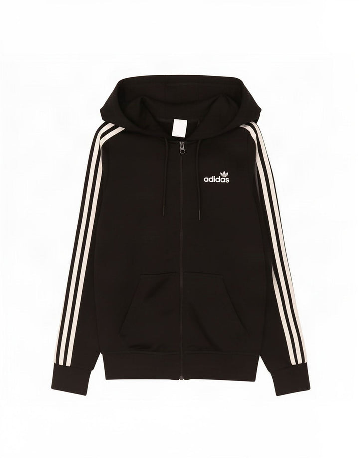 Maglione con cappuccio e zip da donna Adidas UK 10 piccolo poliestere nero
