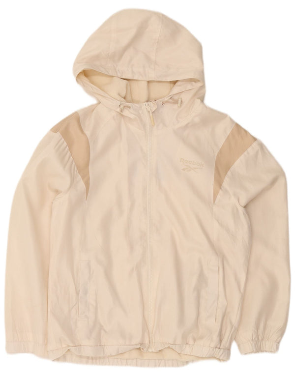Giacca sportiva da uomo con cappuccio grafico Reebok UK 36 Small Off White