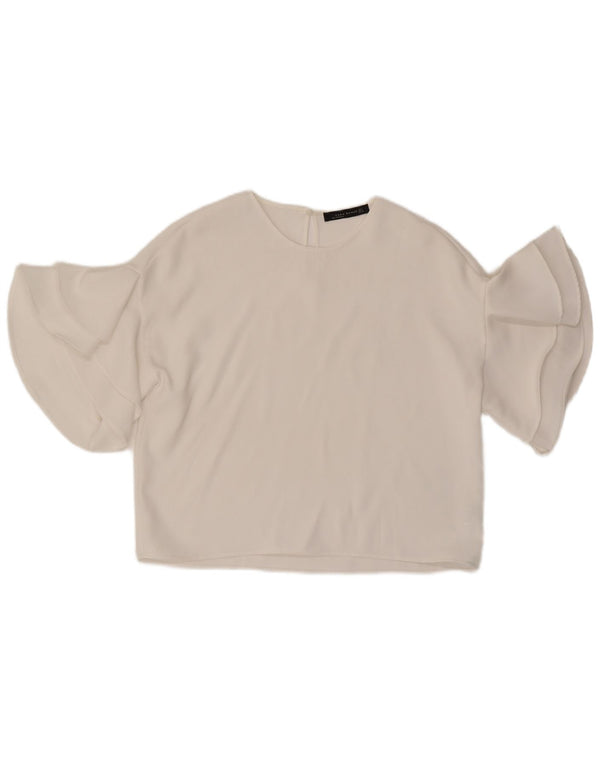 Zara Camicetta oversize a pipistrello da donna Top UK 10 Small Poliestere bianco