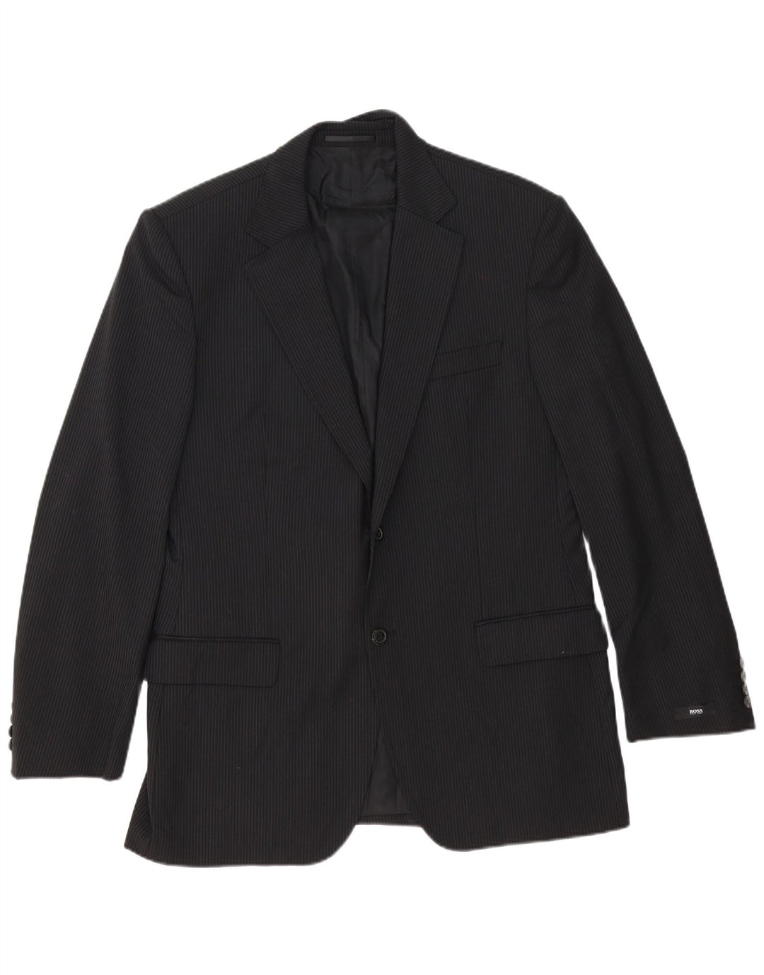 Giacca blazer da uomo a 2 bottoni Hugo Boss EU 54 2XL Lana vergine gessata nera