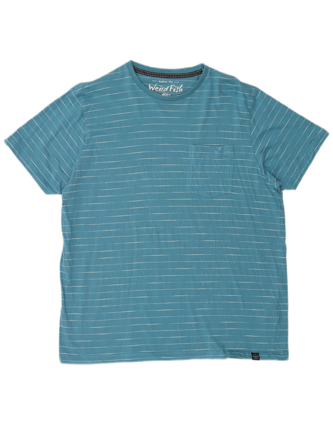WEIRD FISH T-shirt da uomo Top XL in cotone a righe blu
