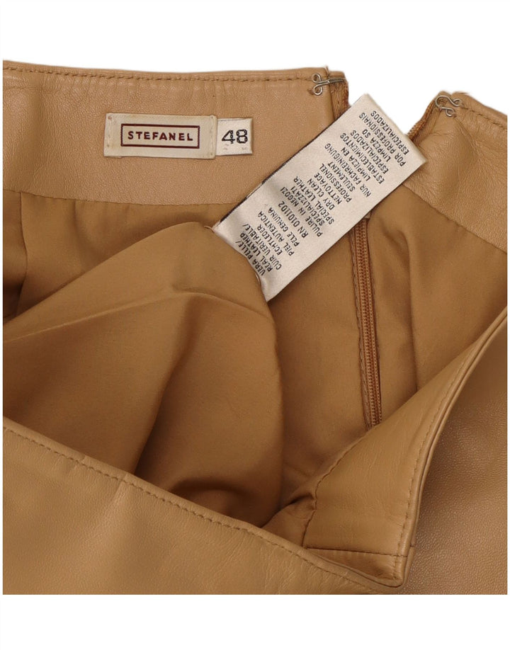 Gonna in pelle da donna Stefanel IT 48 XL W34 Pelle beige