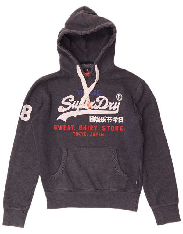 Felpa con cappuccio grafica da uomo Superdry Small in cotone blu navy