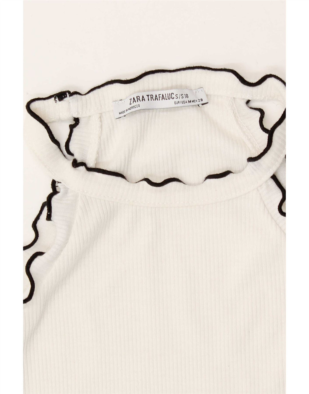Top corto da donna Zara UK 12 cotone bianco medio