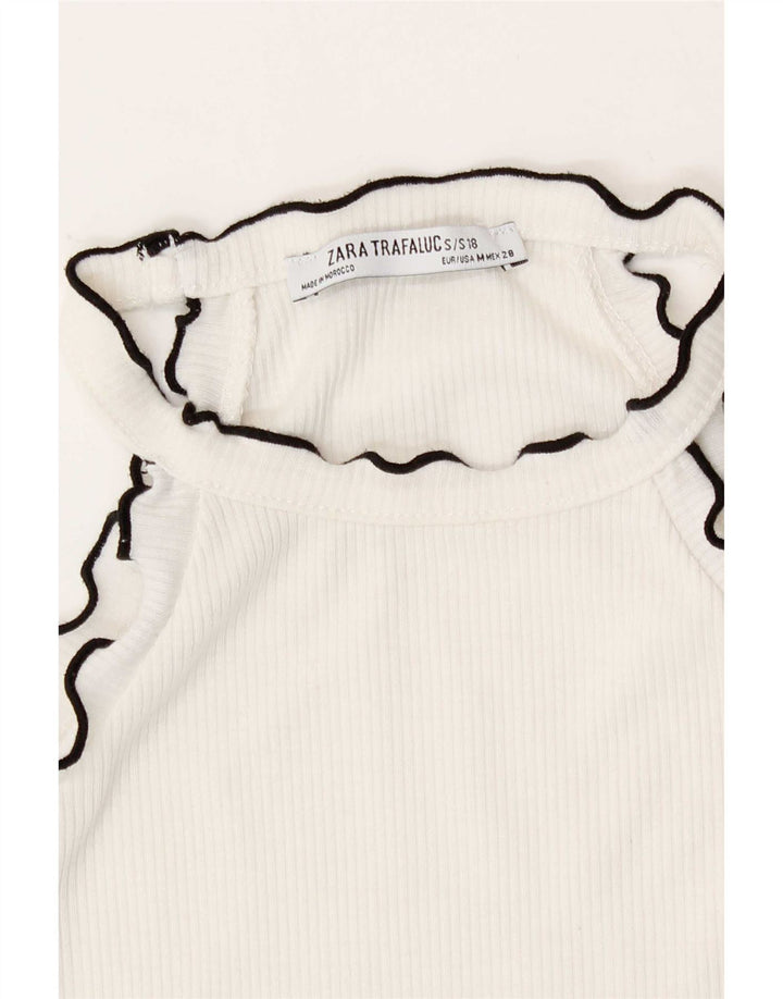 Top corto da donna Zara UK 12 cotone bianco medio