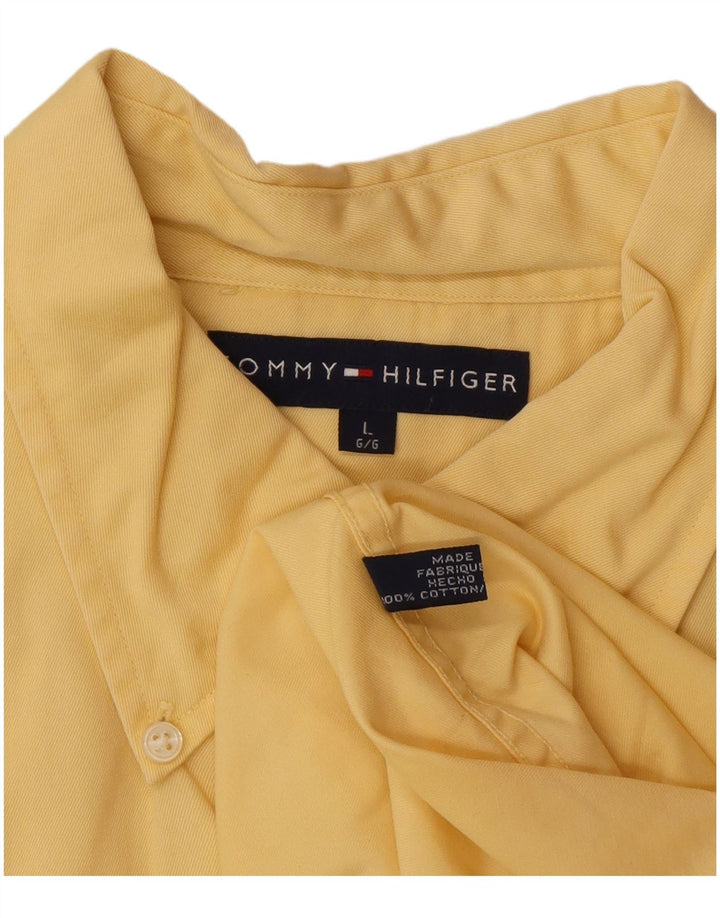 Camicia da uomo Tommy Hilfiger grande in cotone giallo