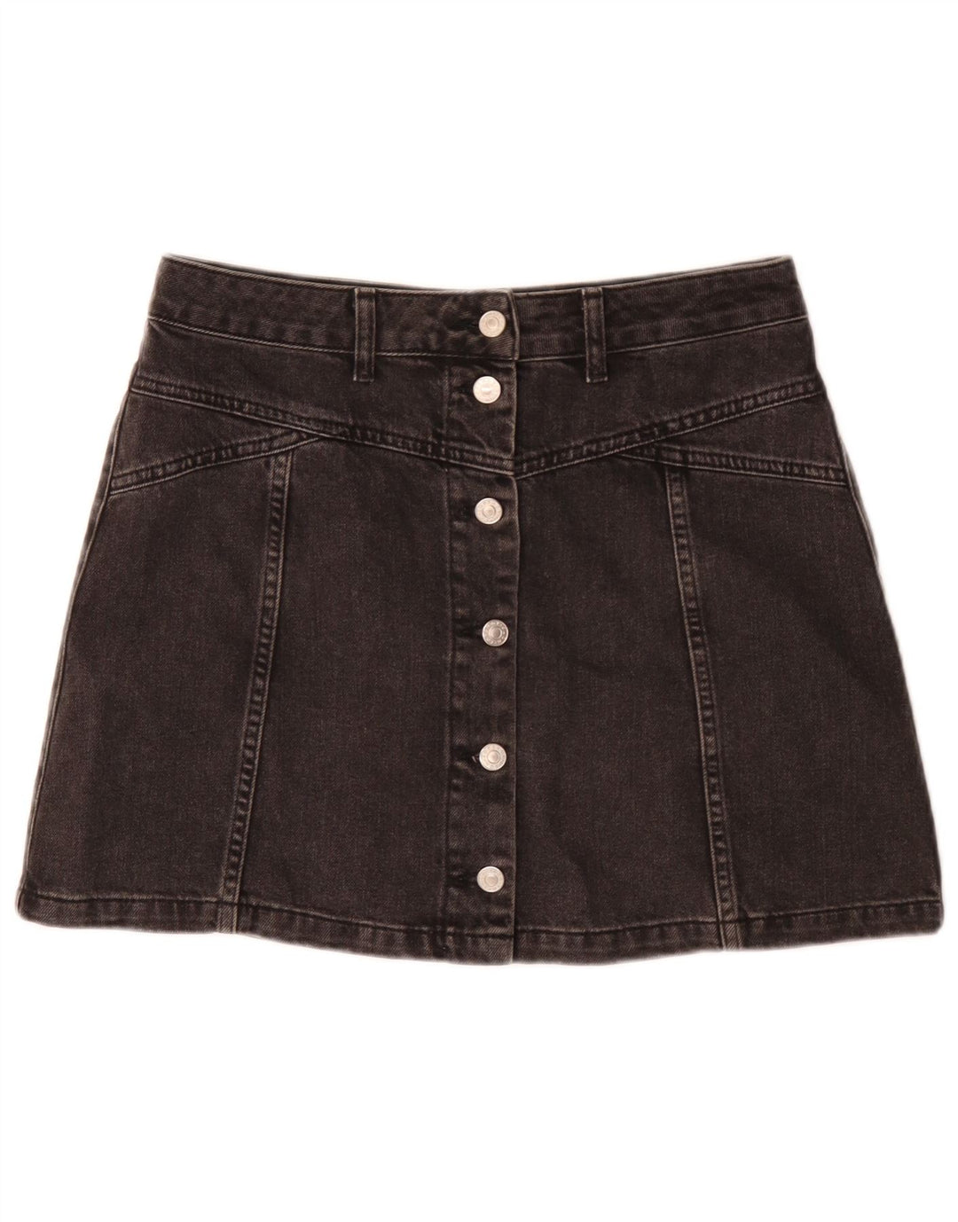 Mini gonna in denim da donna Moto UK 12 media W30 cotone nero