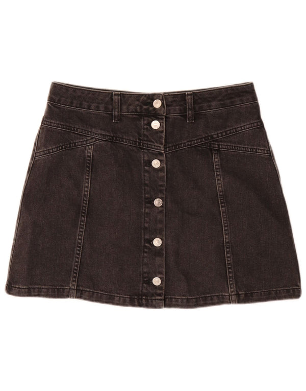 Mini gonna in denim da donna Moto UK 12 media W30 cotone nero