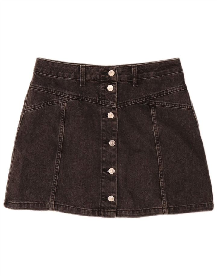Mini gonna in denim da donna Moto UK 12 media W30 cotone nero
