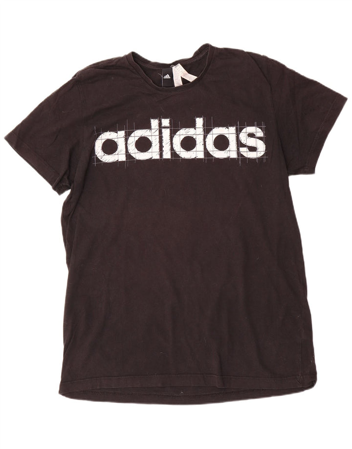 T-shirt grafica da uomo Adidas Top grande in cotone nero