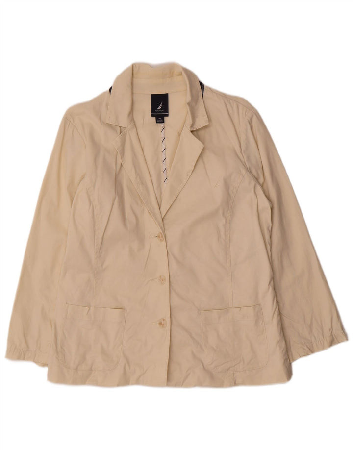 Giacca blazer da donna a 3 bottoni Nautica US 10 grande cotone beige
