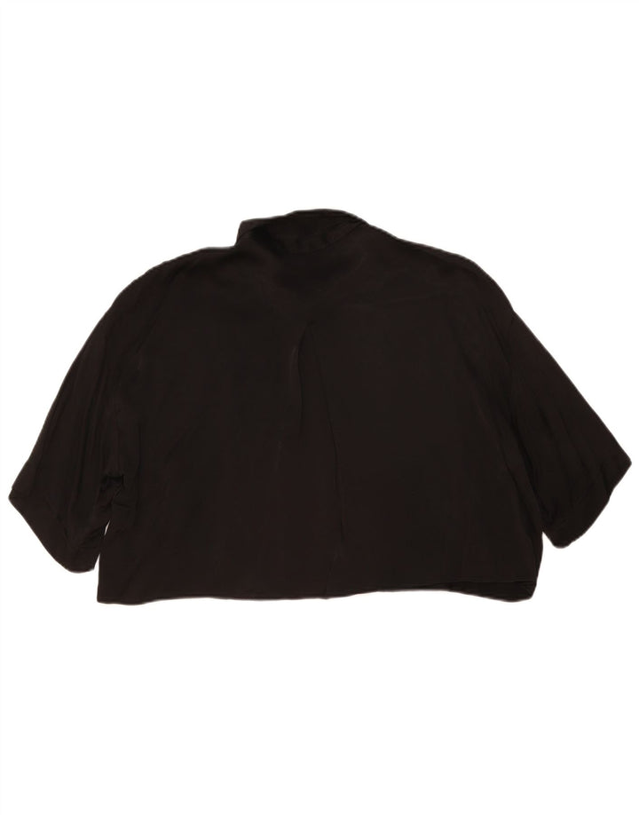 Zara Camicia a maniche corte corta oversize da donna, camicetta UK 14 media nera