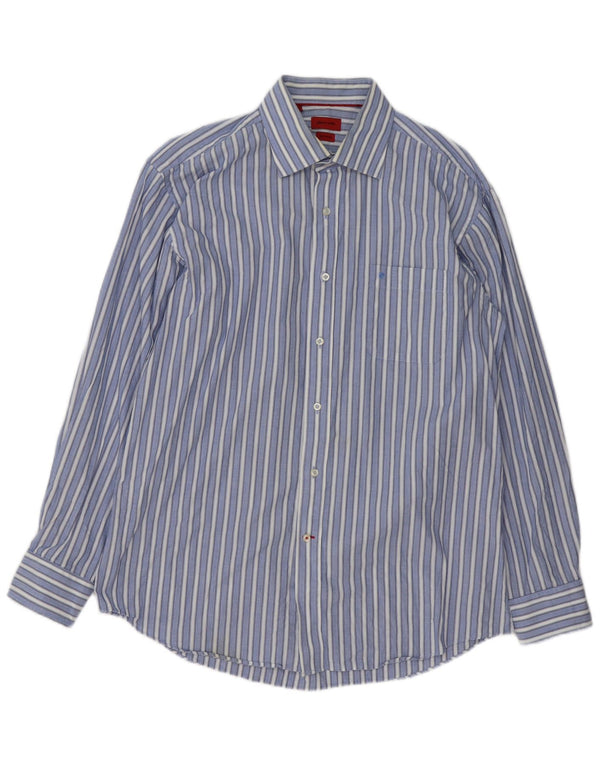 Camicia da uomo Pierre Cardin taglia 41 16 grande cotone a righe blu